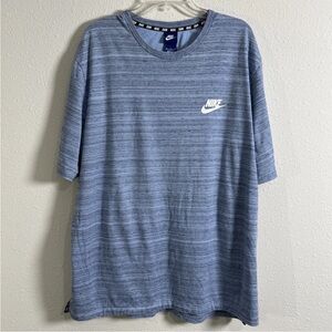 Nike Advance 15 Knit Tee Club Fleece Mesh Tech Blue Gray Casual T-Shirt Mens 2XL